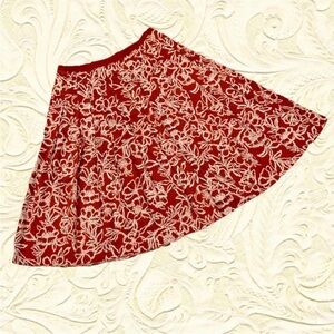 Liz Claiborne Skirt S:12 Elegant Red Floral Flared